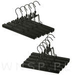 WIESZAK DREWNIANY NA SPODNIE CZARNY ZESTAW X10 WIESZAKI Z KLIPSAMI - 4