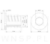 Mufa z gwintem lewostronnym, M10 - 3