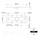Zawias maszynowy do wkładek stołu 6 otworowy, 80 x 30 mm, nikiel - 2