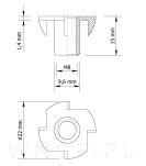 Nakrętka pazurkowa M8 x 15 mm, kłowa stalowa 100 sztuk kotwa wbijana do drewna - 2