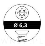 6,3 X 16 mm eurowkręt z łbem stożkowym - 7