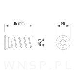 6,3 X 16 mm eurowkręt z łbem stożkowym - 3