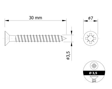 Wkręt stożkowy UNIX 3,5 x 30 mm  do drewna