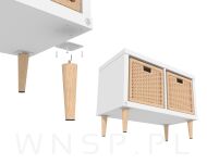 Noga bukowa prosta, stożek 15 cm lakier bezbarwny z blachą montażową - 5