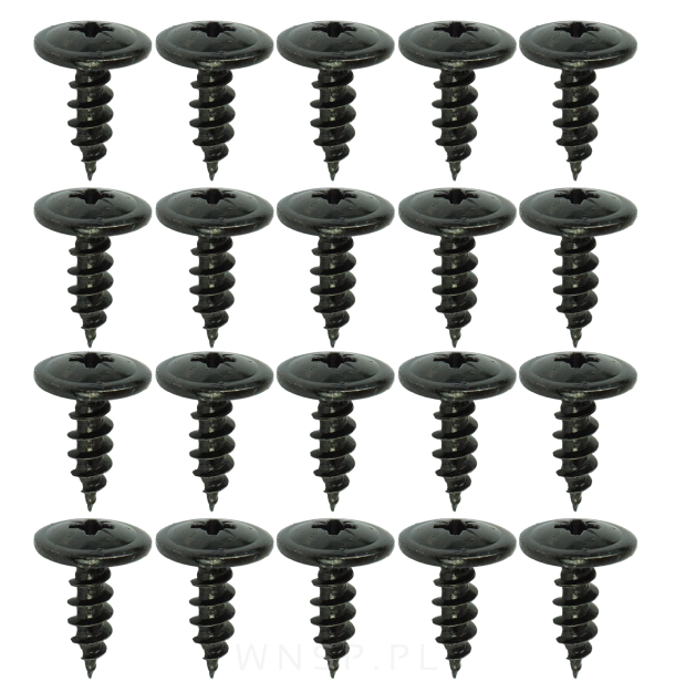 Zestaw wkrętów montażowych 5,0 x 16 mm, ocynk czarny