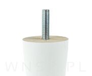 Noga bukowa prosta, stożek 10 cm, biała ze szpilką M8 x 25 mm - 7