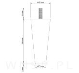 Noga bukowa prosta, stożek 10 cm, biała ze szpilką M8 x 25 mm - 2