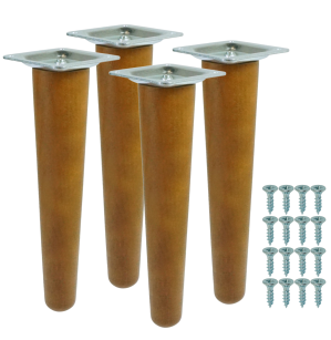 4x Noga bukowa prosta UNIQ 25 CM z blachą montażową