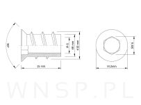 M6 X 15 mm - Mufa wkręcana do drewna - 3