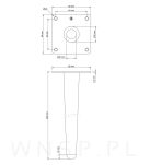Noga stalowa prosta stożek 23 cm, z blachą montażową, czarna matowa - 3