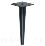 Noga stalowa prosta stożek 23 cm, z blachą montażową, czarna matowa - 5