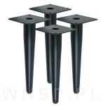 Noga stalowa prosta stożek 23 cm, z blachą montażową, czarna matowa - 7