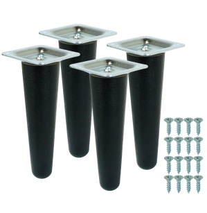 4x Noga bukowa prosta UNIQ 12 CM z blachą montażową