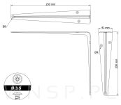 10x Wsporników do półki ściennej 250 x 200 mm, w kolorze czarnym - 2