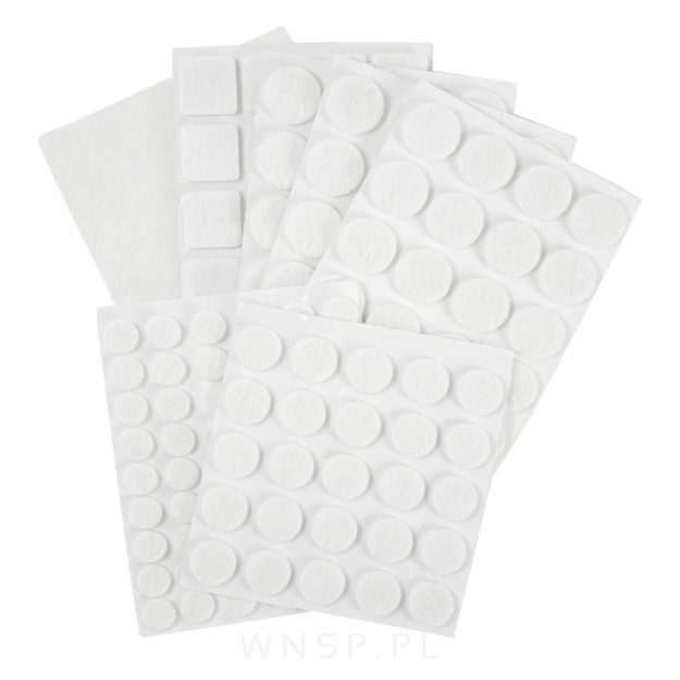 PODKŁADKI FILCOWE POD KRZESŁA, MEBLE, NOGI SAMOPRZYLEPNE ZESTAW 154 SZT BIAŁY FILC