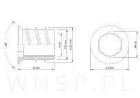 M10 X 16 mm - mufa wkręcana do drewna - 3
