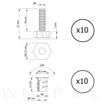 Stopka meblowa regulator do mebli zestaw 10 sztuk, nóżki do mebli M6 z gniazdem - 2
