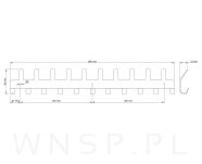 Wieszak 600 mm z 21 uchwytami, haczyk, kolor czarny przykręcany - 2