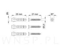 Wieszak 600 mm z 21 uchwytami, haczyk, kolor czarny przykręcany - 6