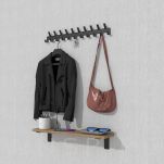 Wieszak 600 mm z 21 uchwytami, haczyk, kolor czarny przykręcany - 3