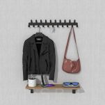 Wieszak 600 mm z 21 uchwytami, haczyk, kolor czarny przykręcany - 5