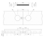 Mocne złącze podwójne 4 sztuki M8 do mebli Ø 35, połączenie blatów 180 stopni - 2