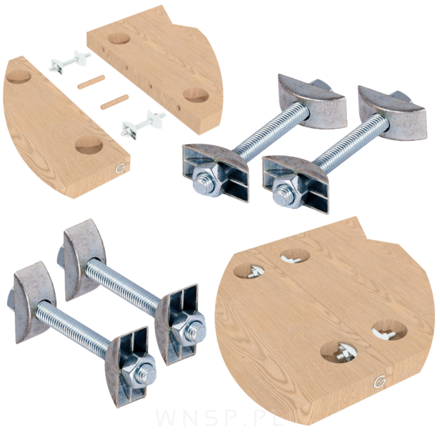 Mocne złącze podwójne 4 sztuki M8 do mebli Ø 35, połączenie blatów 180 stopni