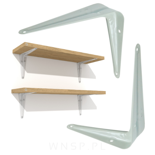 10x Wspornik do półki ściennej 125 x 100 mm, biały