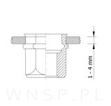 Nitonakrętka M10 x 19 MM, sześciokątna z mini stożkiem - 5