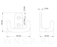 Haczyk typ Bergen, wieszak podwójny, złoty mat - 2