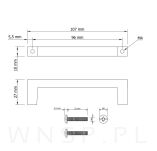 Uchwyt meblowy 96 mm Quadro, czarny, loft do szafki szuflady kuchennej - 2