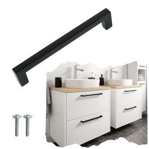 Uchwyt meblowy 96 mm Quadro, czarny, loft do szafki szuflady kuchennej