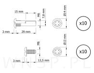 10 x Złącze meblowe śrubowe Ø 8 mm M6 (30 - 40 MM) do szafek, płyt meblowych - 4