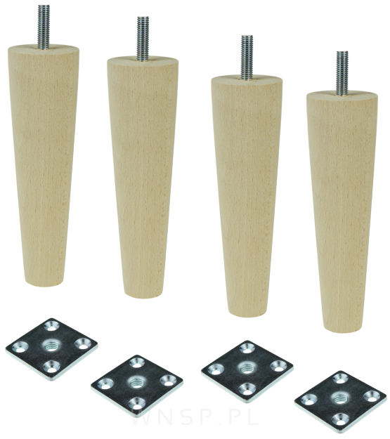 Zestaw nóżki proste 15 CM, surowe, ze szpilką M8 X 25 MM + Blachy