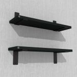 Zestaw 2 półek ściennych czarnych 650 x 150 x 18 mm, ze wspornikami montażowymi - 5
