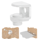 Biała podpórka do półki szklanej 20 sztuk, wspornik półki, podpórka na wkręt do boku - 3