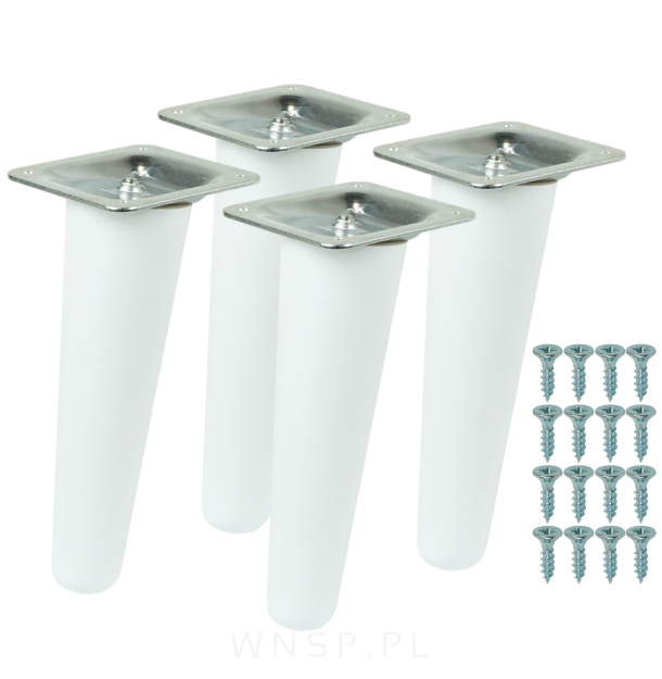 4x Noga bukowa skośna UNIQ 15 CM z blachą montażową