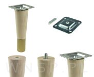 Nóżka bukowa prosta stożek 15 cm surowa, z nakładką antico - 5