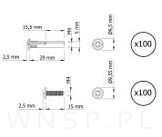 100 x Złącze meblowe śrubowe Ø 5 mm M4 (30 - 40 MM) do szafek, płyt meblowych - 4