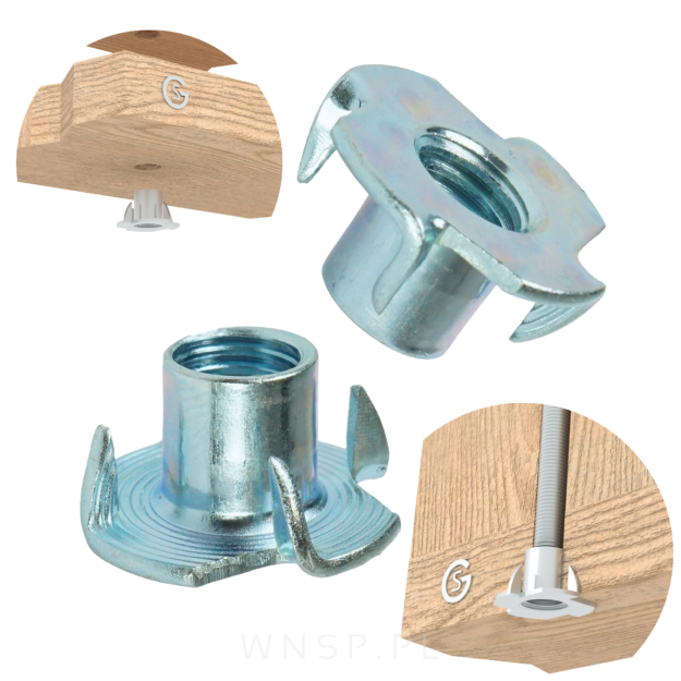 Nakrętka pazurkowa M10 x 13 mm, kłowa stalowa 100 sztuk kotwa wbijana do drewna