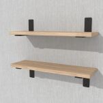 Zestaw 2 półek ściennych w dekorze dębu 500 x 200 x 18 mm, ze wspornikami montażowymi - 4