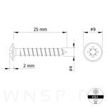 Wkręt 4,0 X 25 mm podkładkowy do drewna - 2