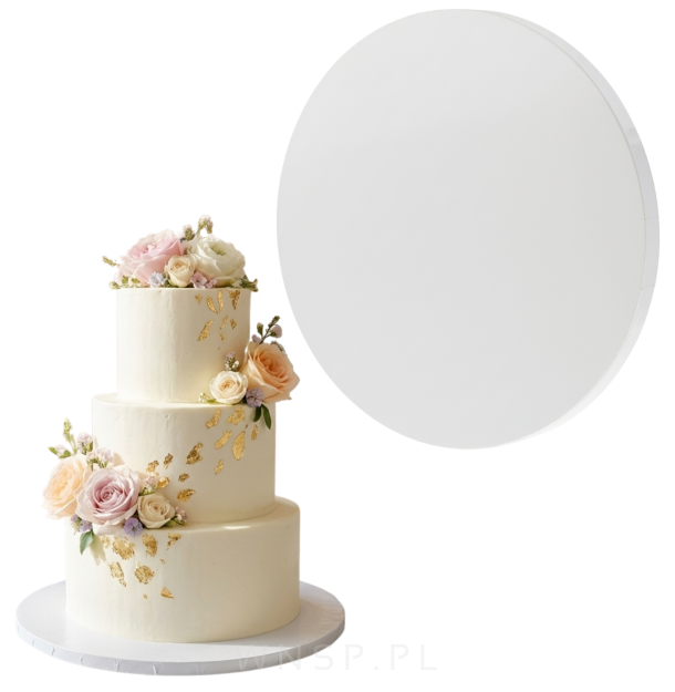 Podkład pod tort Ø 30 cm okrągły, dekoracja na urodziny gruby sztywny biały
