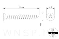 Wkręty hartowane stożkowe do drewna 4,5 X 40 mm - 2