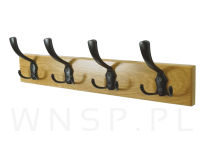 Wieszak ścienny na ubrania, z 4 haczykami, dąb lakier bezbarwny - 4