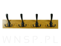 Wieszak ścienny na ubrania, z 4 haczykami, dąb lakier bezbarwny - 3