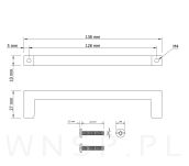 Uchwyt meblowy 128 mm Quadro, czarny, loft do szafki szuflady kuchennej - 2