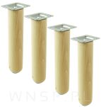 Nóżka bukowa lakierowana 15 cm, walcowa 45 mm z blachą - 4