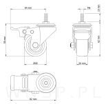 Kółko obrotowe z hamulcem Ø 40 mm, gumowane czarne z trzpieniem M6 x 15 mm - 3
