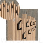 Haczyki na ubrania podwójny 5 sztuk, Wieszak przykręcany, lamele, loft, czarny - 3
